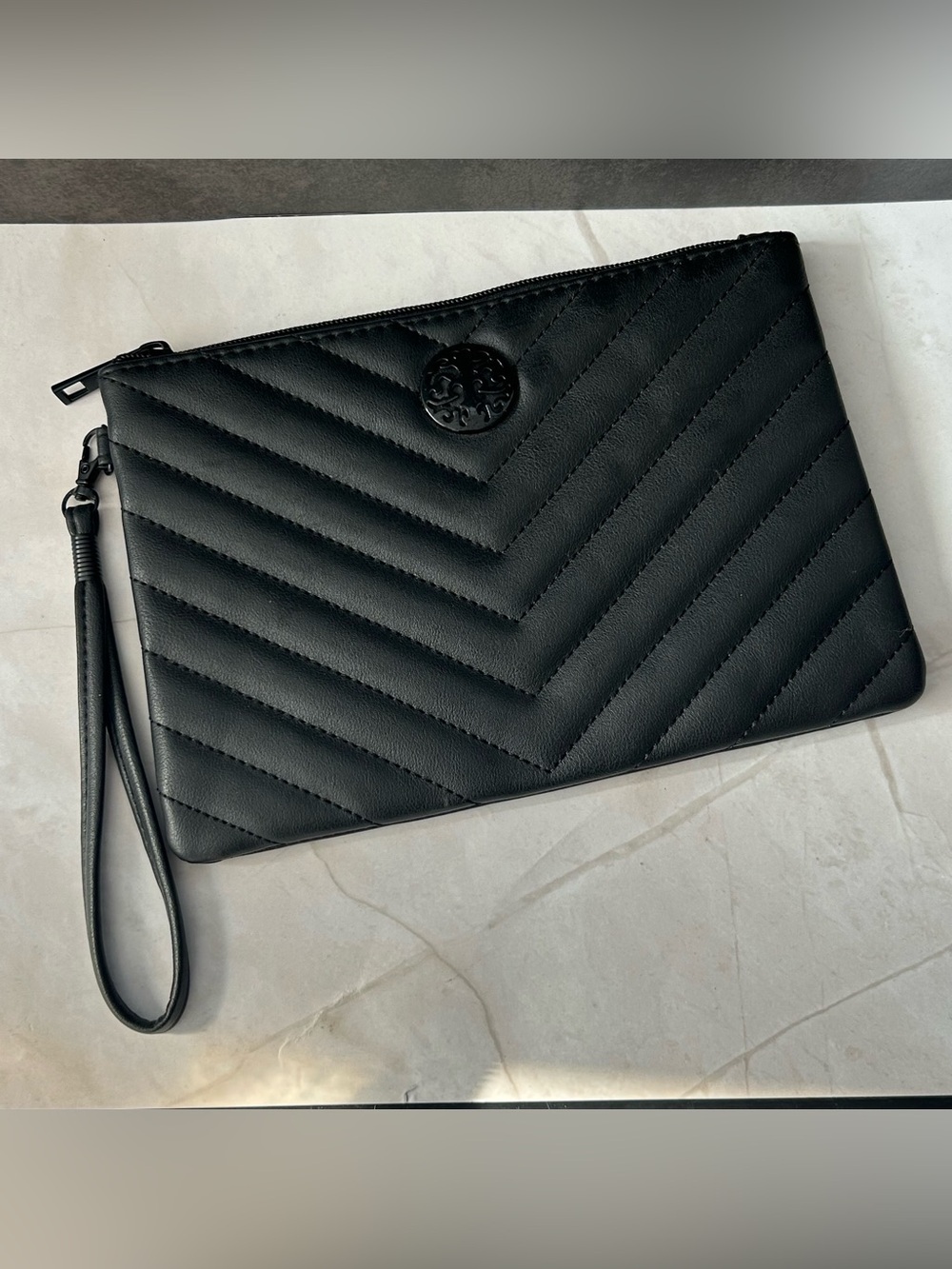 Black Quilted Wristlet Clutch